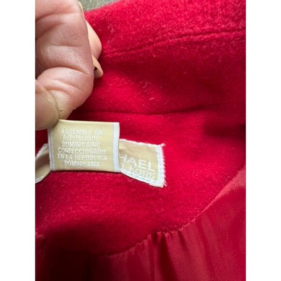 MICHAEL‎ Michael Kors 100% Red Wool Coat, Snap, Zipper, Size 14 Womens - Picture 8 of 16